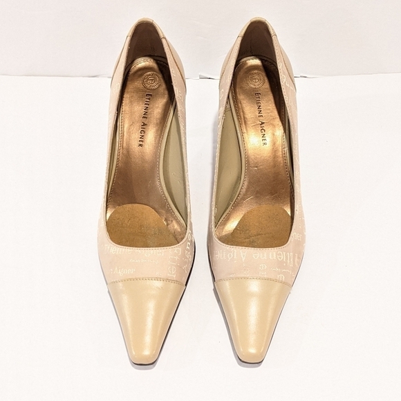 𝅺etienne Aigner cream pointy toe heels sz 7.5 - Picture 2 of 16